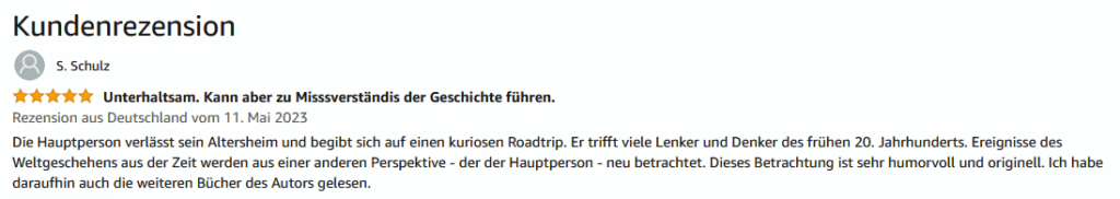 Fertige Kundenrezension bei Amazon