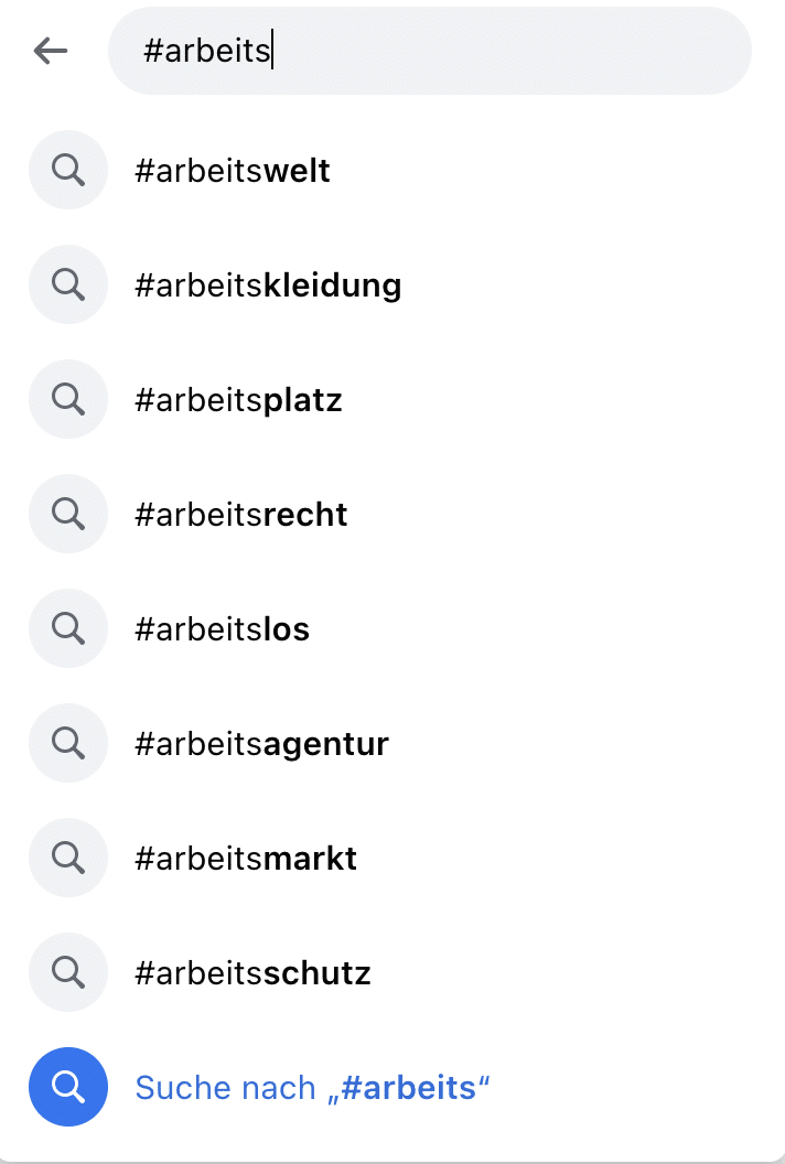 Begriffe bei Instagram suchen