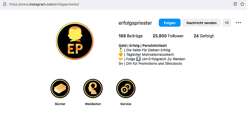 Instagram Profil erfolgspriester
